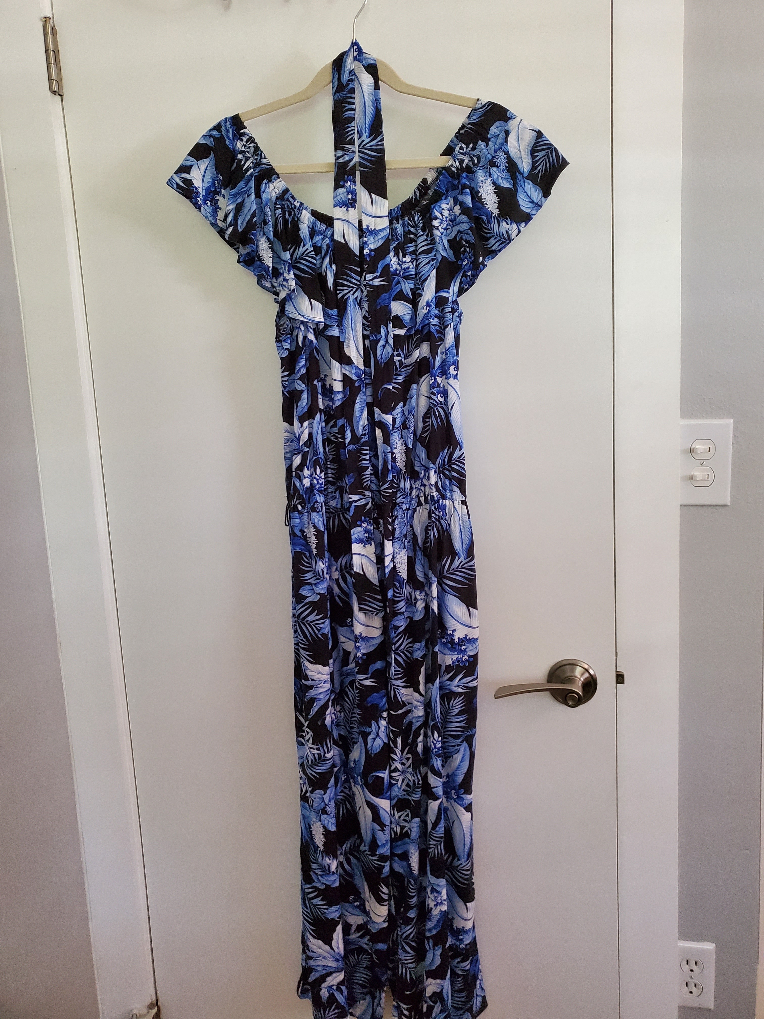 Tommy Bahama Blue And White Tropical Wide-Leg Jumpsuit